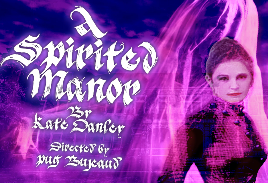 A Spirited Manor: purple ghostly production artwork.